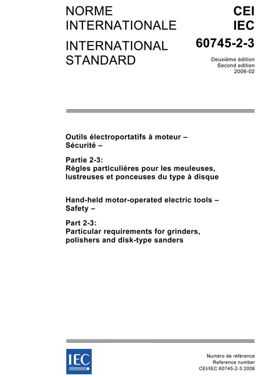 Cover IEC 60745-2-3:2006